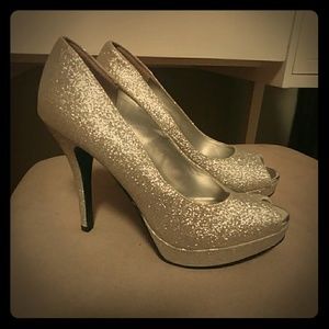 Fioni open-toed sparkly high heels